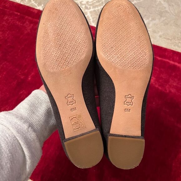 EEUC Tory Burch Antonia Gray & Pink Wool Felt Smoking Style Flats Loafers Size 6 - Picture 5 of 5